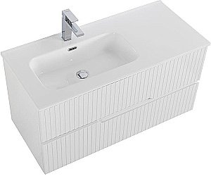 Тумба с раковиной Cezares DUET-N 100 DUET-N-1000-2C-SO-BL белая глянцевая левая/правая для ванной в интернет-магазине Sanbest