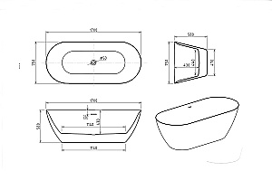 Акриловая ванна Royal Bath PAFOS RB611701CH 170х75 белый купить в интернет-магазине Sanbest