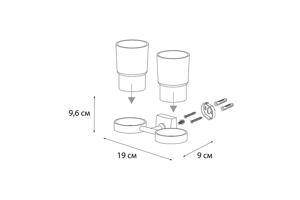 Держатель с двумя стаканами FIXSEN KVADRO FX-61307 купить в интернет-магазине сантехники Sanbest