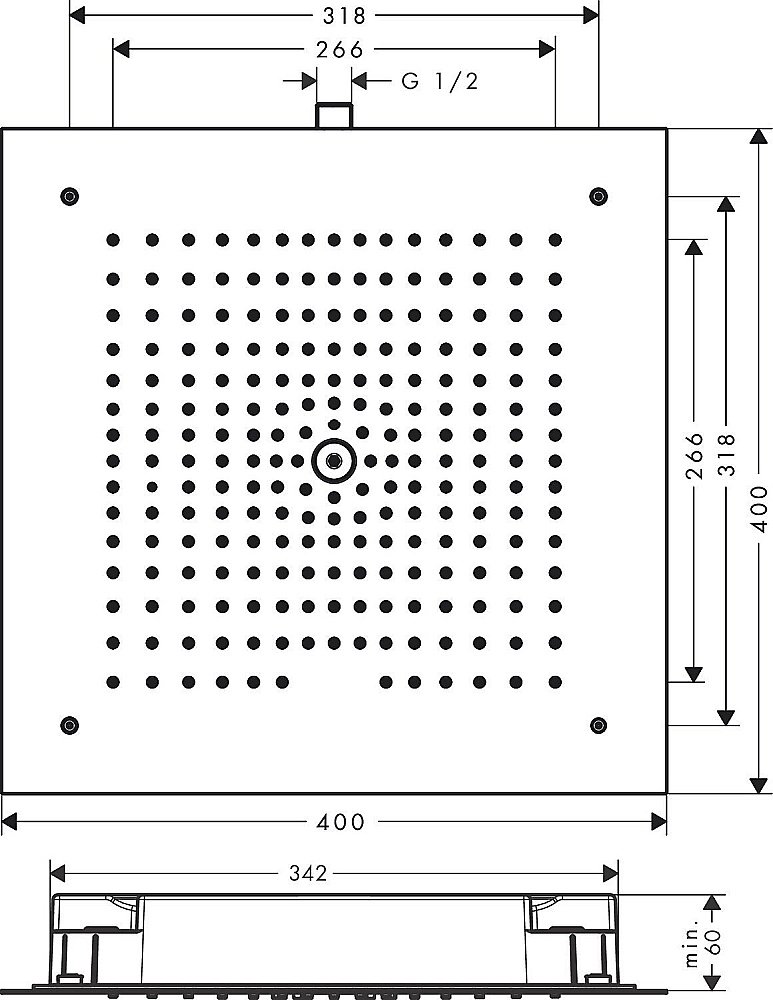 Верхний душ Hansgrohe Raindance E Air 1Jet Хром 26252000 купить в интернет-магазине сантехники Sanbest