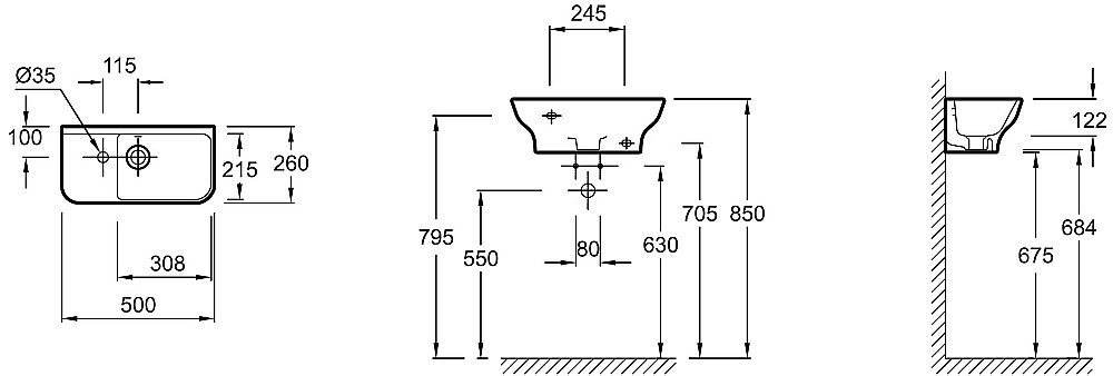 Раковина Jacob Delafon STRUKTURA EGJ112-00 50 белая купить в интернет-магазине Sanbest
