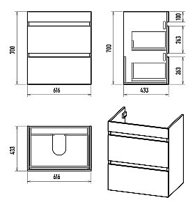 Тумба с раковиной Misty Мира - 65 П-Мир-01065-012Я белая для ванной в интернет-магазине Sanbest