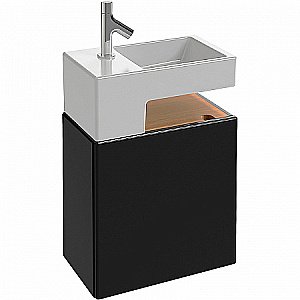 Тумба с раковиной Jacob Delafon TERRACE 50 EB1178-274+EGA012-00 черная глянцевая для ванной в интернет-магазине Sanbest