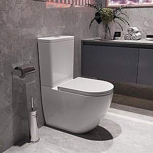 Унитаз-компакт Vincea Globo VT2-14T белый, с крышкой микролифт, с бачком, безободковый, слив-торнадо купить в интернет-магазине Sanbest