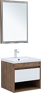 Тумба с раковиной Aquanet Тренд 50 345116+284237 дуб рустикальный/белый сатин для ванной в интернет-магазине Sanbest