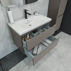 Тумба с раковиной Caprigo Forte 80 два ящика, айрон для ванной в интернет-магазине Sanbest