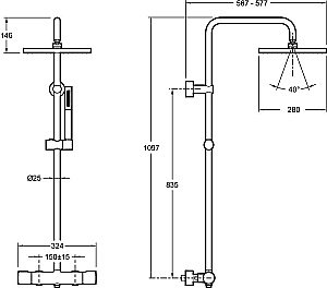 Душевая система Jacob Delafon METRO E32850-CP купить в интернет-магазине сантехники Sanbest