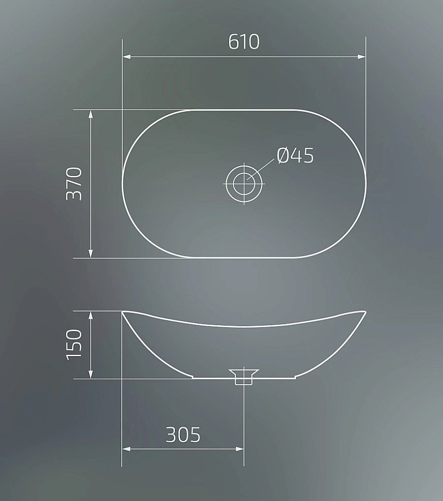 Раковина накладная Gid Lago 61 Bs9811 54467 черный мрамор купить в интернет-магазине Sanbest