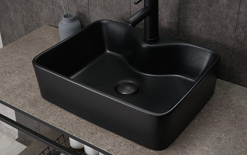 Раковина накладная Gid Geometrico 48 Bm9091 53373 черная матовая купить в интернет-магазине Sanbest