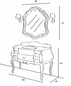Зеркало Cezares Topazio TO03.02 Ciliegio Anticato темное дерево в ванную от интернет-магазине сантехники Sanbest