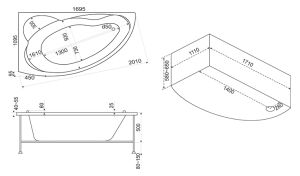 Ванна акриловая BAS Лагуна 170x110 купить в интернет-магазине Sanbest