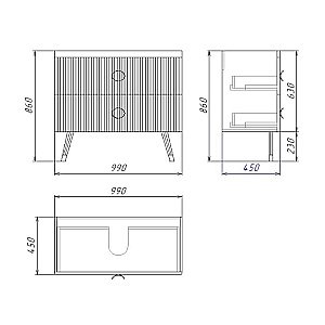 Тумба с раковиной напольная Grossman АТРИО 105 с 2-я ящ, белый глянец для ванной в интернет-магазине Sanbest