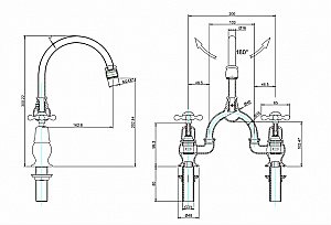Смеситель для раковины Burlington CL27-QT BLA+W1 купить в интернет-магазине сантехники Sanbest