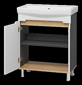 Тумба с раковиной Misty Сканди - 70 Э-Ска01070-0150-2Д белый/графит для ванной в интернет-магазине Sanbest