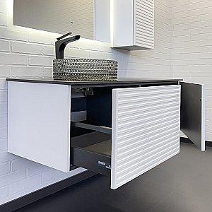 Тумба с раковиной Comforty Геленджик 120 белая матовая/раковина дымчатая для ванной в интернет-магазине Sanbest