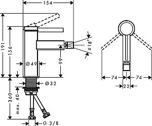 Смеситель для биде Hansgrohe Finoris 76200000 купить в интернет-магазине сантехники Sanbest