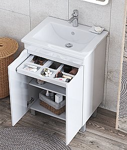 Тумба с раковиной Vigo Grani 750-2-0 белая для ванной в интернет-магазине Sanbest