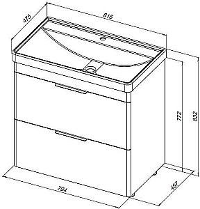 Тумба с раковиной Aquanet Ирис new 80 напольная белый глянец для ванной в интернет-магазине Sanbest