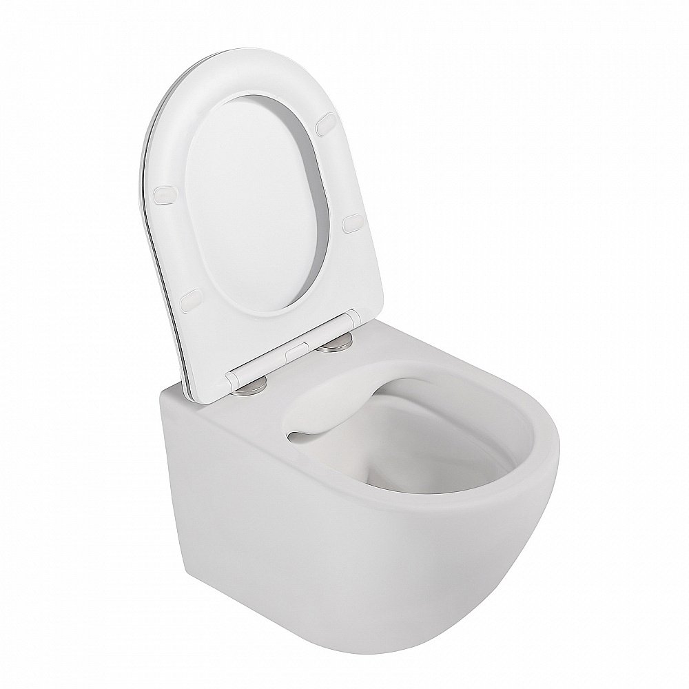 Унитаз подвесной ABBER Bequem AC1100MW с крышкой микролифт, безободковый, белый матовый купить в интернет-магазине Sanbest