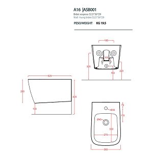 Биде подвесное Artceram A16 ASB001 03 00*1 черный глянцевый купить в интернет-магазине Sanbest