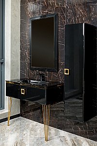 Консоль с раковиной Armadi Art LUCIDO 770-080-B 80 глянцевый черный для ванной в интернет-магазине сантехники Sanbest