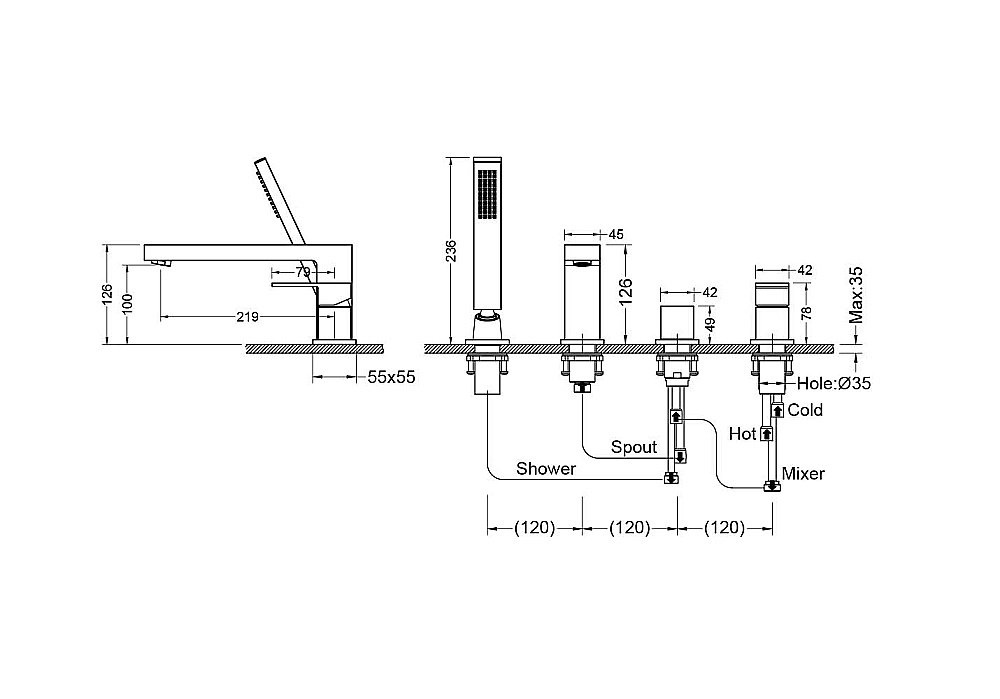 Смеситель для ванны Aquatek Либра AQ1648CR хром купить в интернет-магазине сантехники Sanbest
