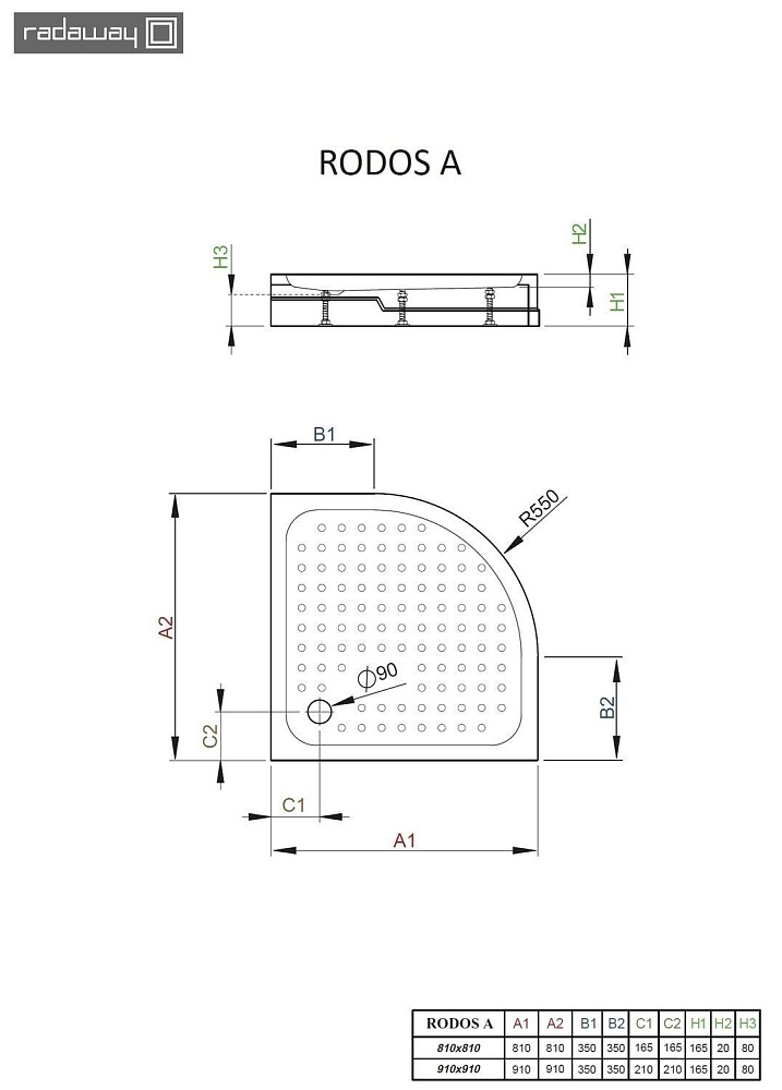 Душевой поддон Radaway Rodos A 90x90 купить в интернет-магазине Sanbest