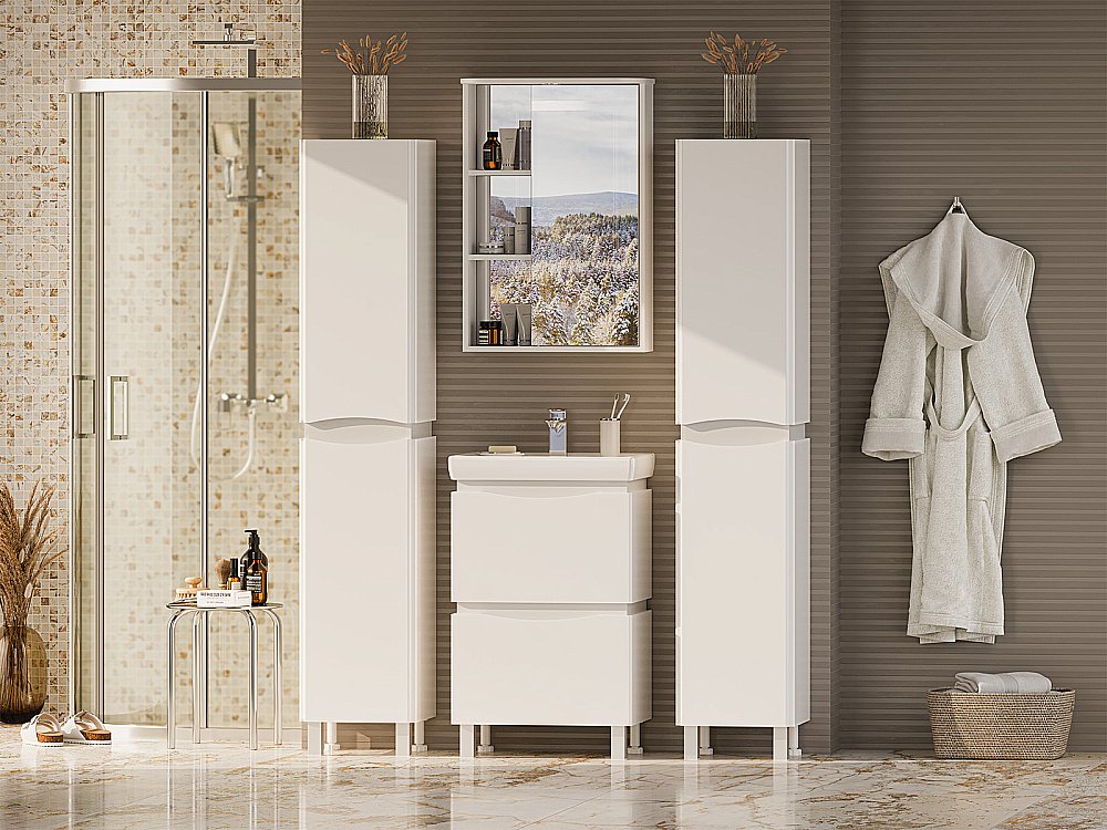 Зеркальный шкаф Misty Венера 55 П-Внр04055-01СвП белый купить в интернет-магазине сантехники Sanbest