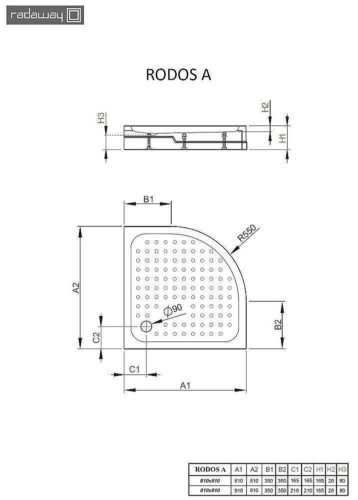 Душевой поддон Radaway Rodos A 4P99155-03 90x90 белый купить в интернет-магазине Sanbest
