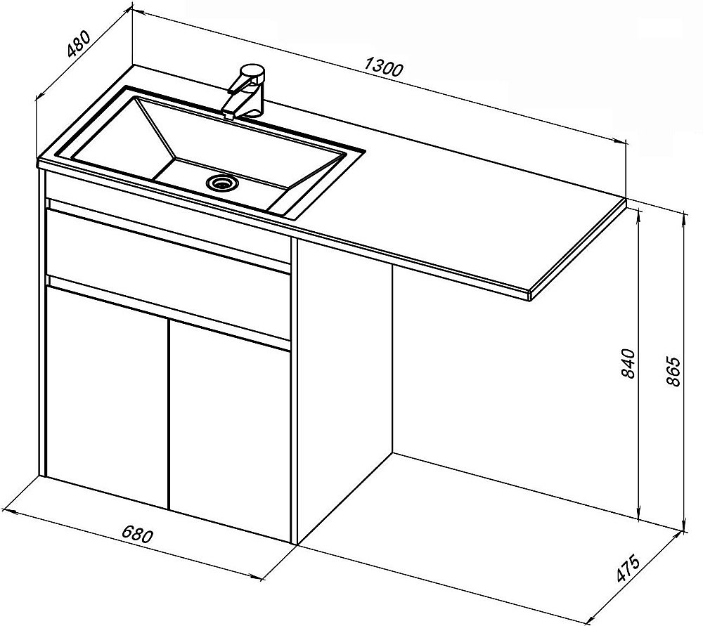 Тумба с раковиной Aquanet Токио 237746 130 белый для ванной в интернет-магазине Sanbest