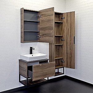 Тумба с раковиной Comforty Порто 00-00010677 60 дуб тёмно-коричневый для ванной в интернет-магазине Sanbest