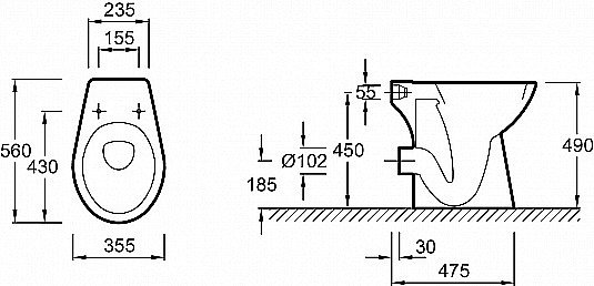 Унитаз приставной Jacob Delafon BRIVE E1738 купить в интернет-магазине Sanbest