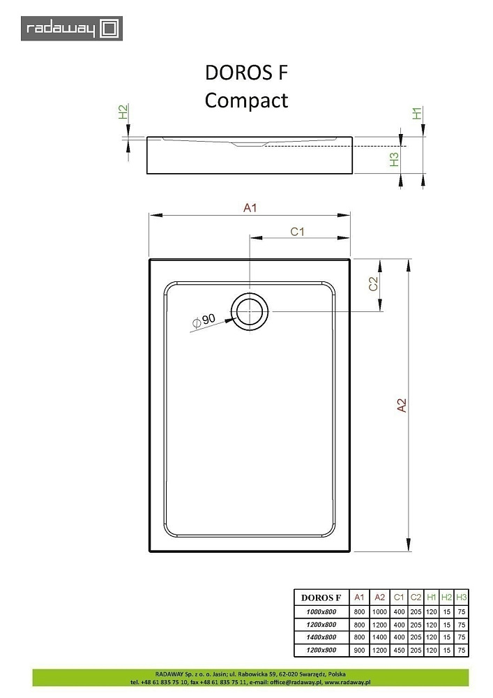 Душевой поддон Radaway Doros F Compact 140x80 купить в интернет-магазине Sanbest