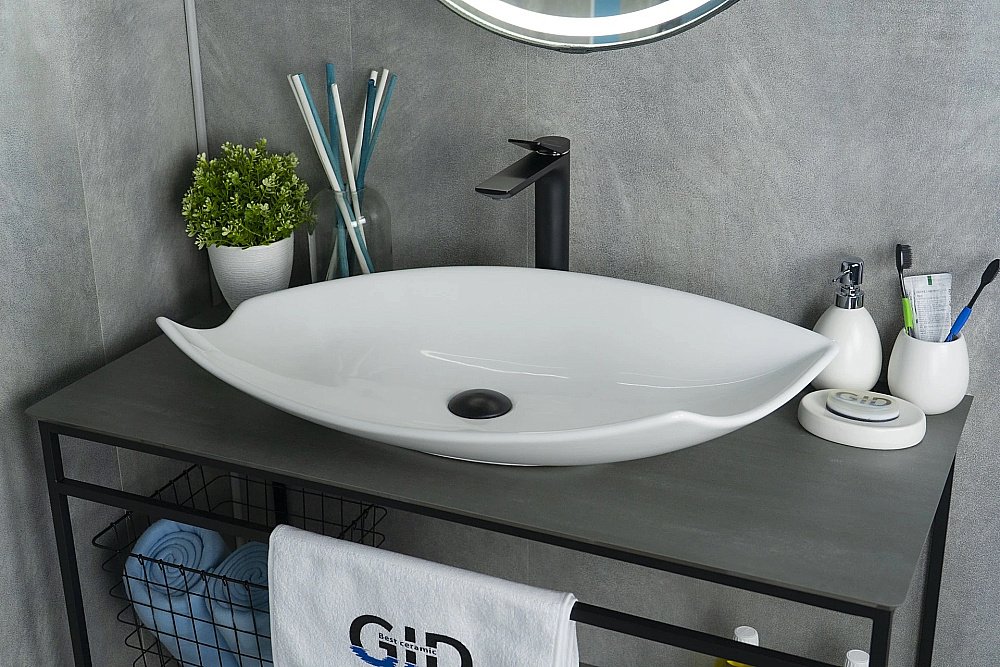 Раковина накладная Gid Creativo 74 N9178 51171 белая купить в интернет-магазине Sanbest