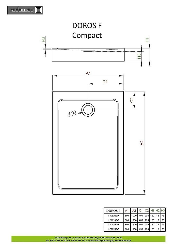 Душевой поддон Radaway Doros F Compact SDRFP1480-05 140x80 белый купить в интернет-магазине Sanbest