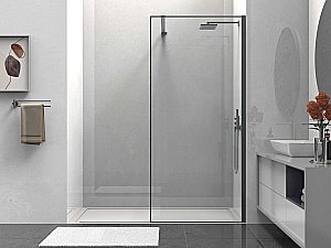 Душевое ограждение Vincea Walk-In VSW-1HS100CLGM 100 стекло прозрачное/профиль вороненая сталь купить в интернет-магазине Sanbest