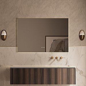 Тумба с раковиной Vincea Luxe 140 VMC-4LX140WN/VWTB-4LX140QBG натуральный орех для ванной в интернет-магазине Sanbest