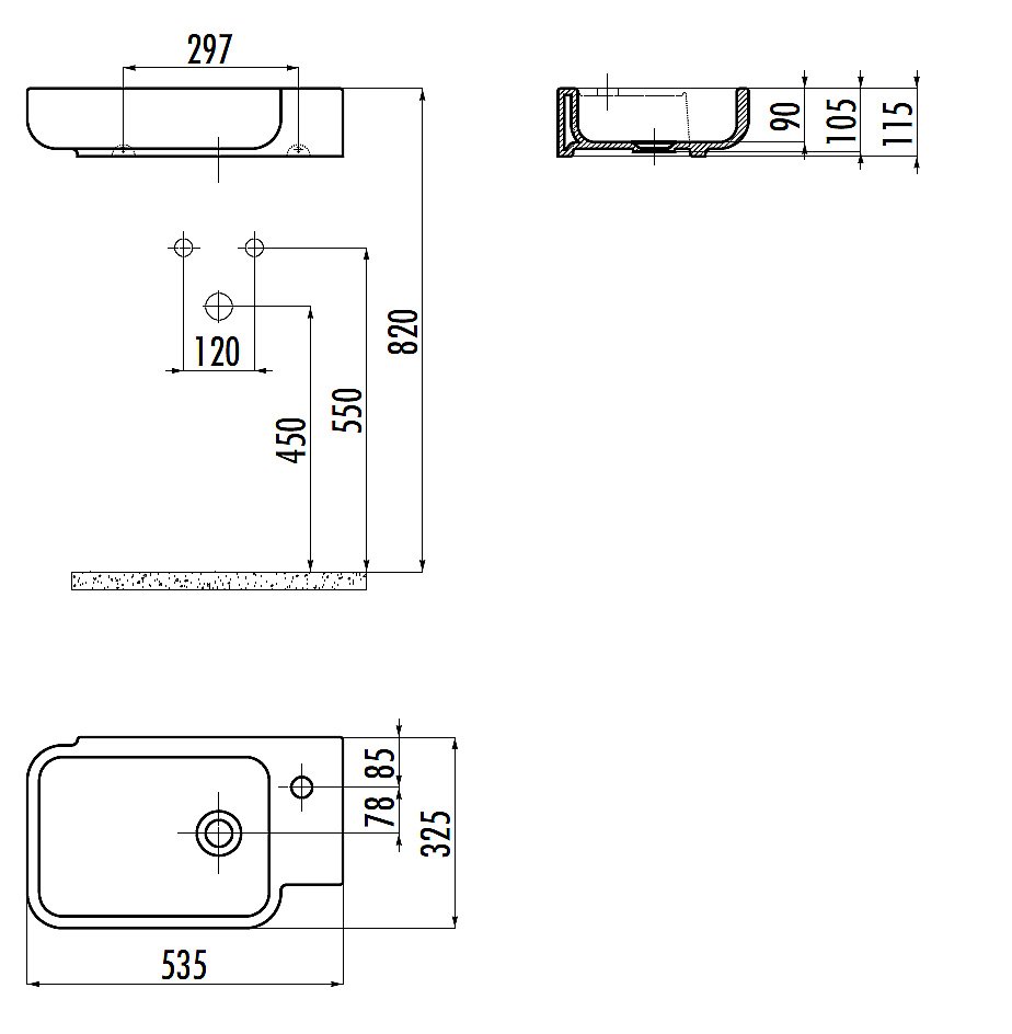 Раковина Creavit Elmas 52,5 TP027-0000 белая купить в интернет-магазине Sanbest