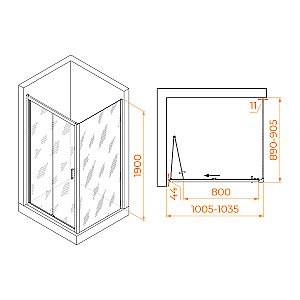 Душевой уголок RGW Passage PA-142B 060814209-14 100x90 стекло прозрачное/профиль черный купить в интернет-магазине Sanbest