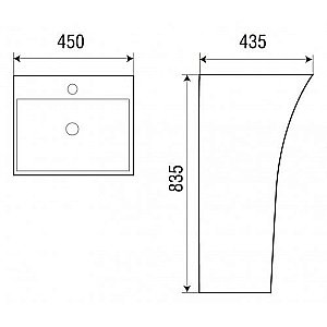 Раковина напольная WeltWasser WW LEERBACH 4543 GL-WT 45 белая купить в интернет-магазине Sanbest