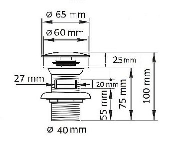 Донный клапан с переливом Laguraty X0001 купить в интернет-магазине сантехники Sanbest