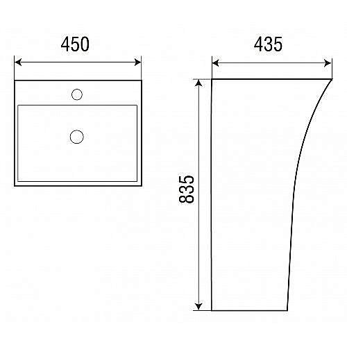 Раковина напольная WeltWasser WW LEERBACH 4543 GL-WT 45 белая купить в интернет-магазине Sanbest