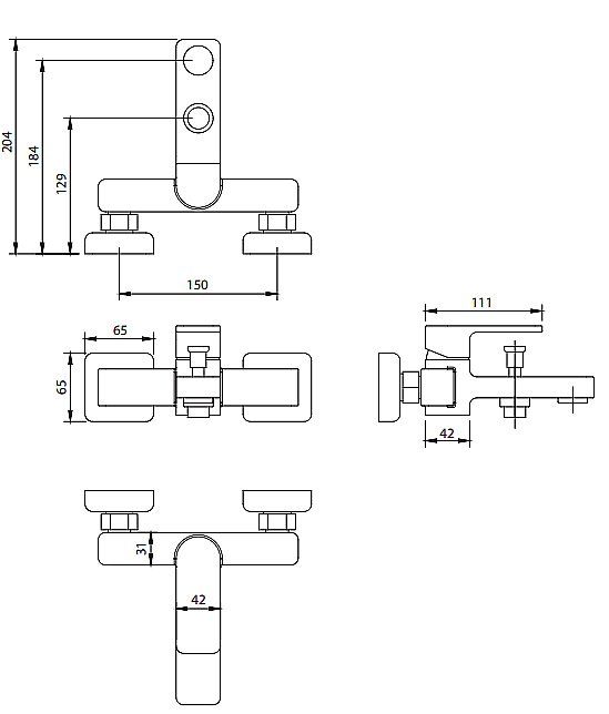 Смеситель для ванны Omnires Baretti BA7830CR хром купить в интернет-магазине сантехники Sanbest