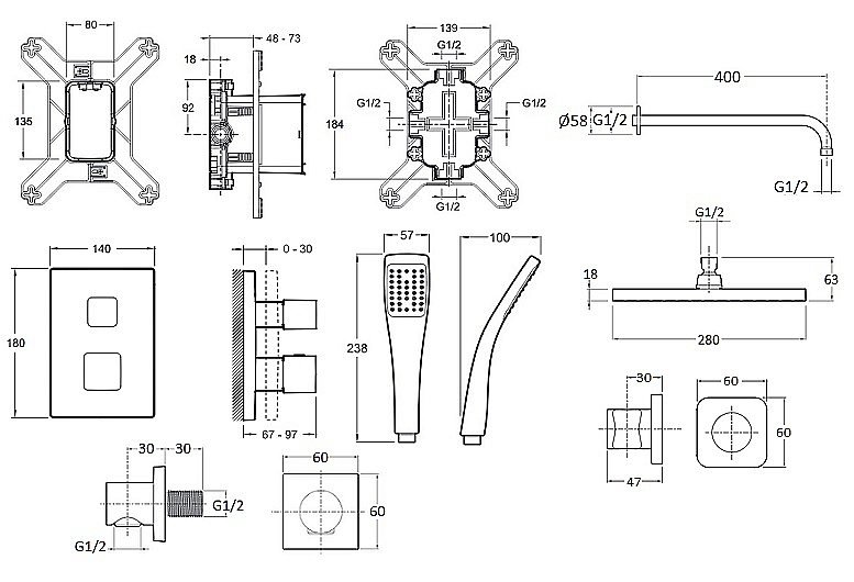 Душевая система Jacob Delafon MODULO E30757-CP хром купить в интернет-магазине сантехники Sanbest
