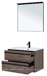 Тумба с раковиной Aquanet Lino 80 Дуб Веллингтон для ванной в интернет-магазине Sanbest