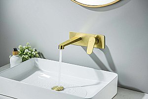 Смеситель для раковины Aquatek Оберон AQ1213BG золото шлифованное купить в интернет-магазине сантехники Sanbest