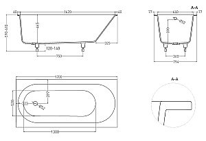 Ванна Salini Ornella S-Stone 170х80 102324MF RAL матовая купить в интернет-магазине Sanbest