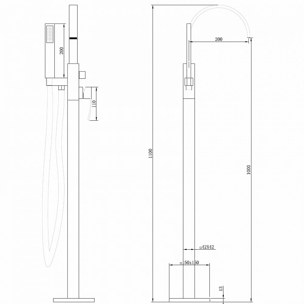 Смеситель для ванны ABBER Wasserfall AF8615SP сатин купить в интернет-магазине сантехники Sanbest