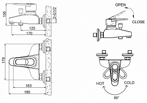 Смеситель для ванны BRAVAT Loop F6124182CP-01-RUS купить в интернет-магазине сантехники Sanbest