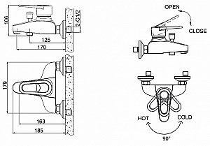 Смеситель для ванны BRAVAT Loop F6124182CP-01-RUS купить в интернет-магазине сантехники Sanbest